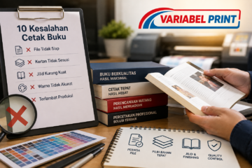 Ilustrasi 10 Kesalahan Cetak Buku yang harus dihindari sebelum menggunakan Jasa Cetak Buku di Variabel Print Online.