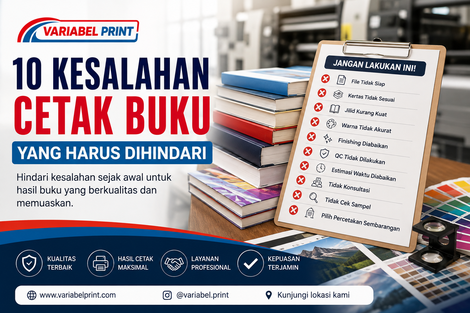 10 Kesalahan Cetak Buku yang Harus Dihindari sebelum memilih Jasa Cetak Buku profesional di Variabel Print Online