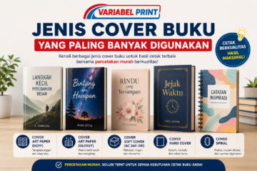 Jenis cover buku yang paling banyak digunakan, seperti soft cover, hard cover, art paper, dan cover spiral.