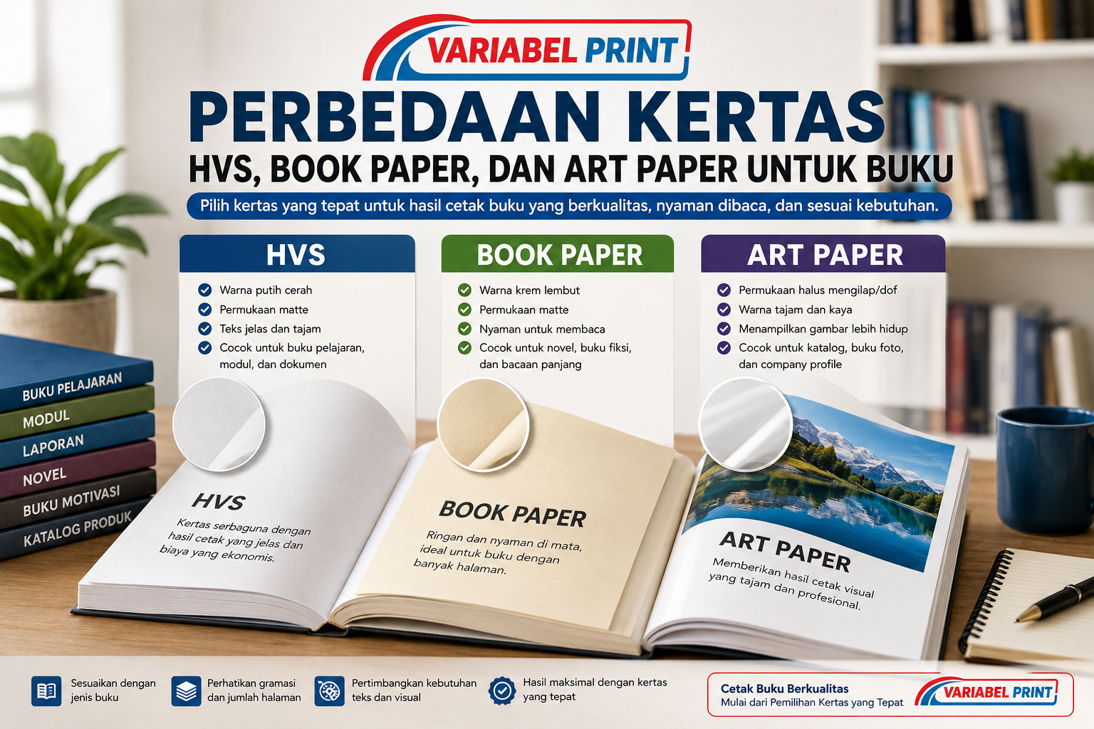 Perbedaan Kertas sering menjadi hal yang membuat orang ragu ketika hendak mencetak buku.