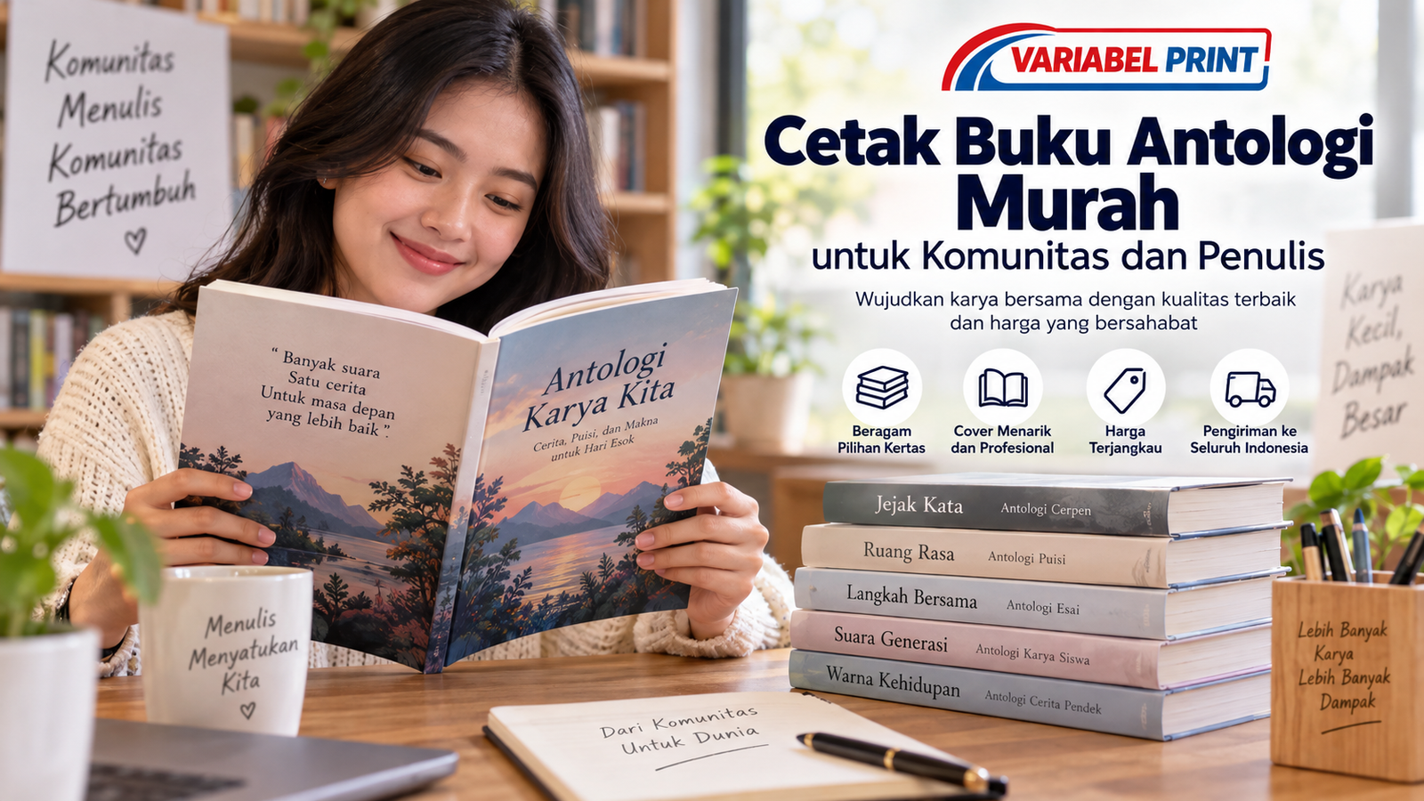 Cetak Buku Antologi Murah untuk komunitas dan penulis dengan pilihan cover profesional dan harga terjangkau