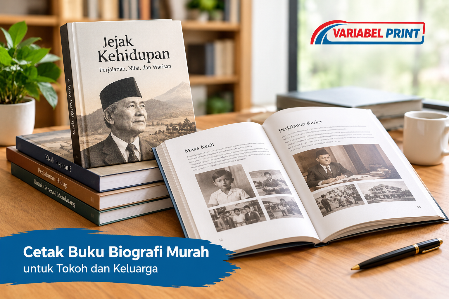 Cetak Buku Biografi Murah untuk tokoh dan keluarga dengan hasil cetak profesional dari Variabel Print