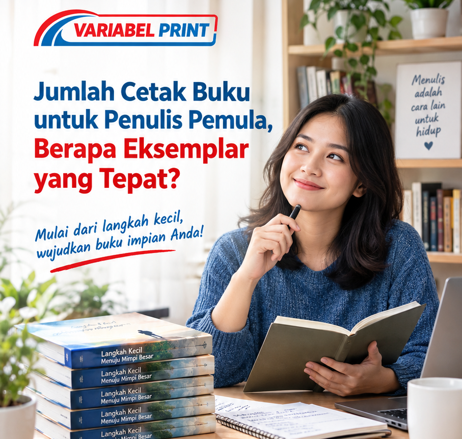 Cari tahu jumlah cetak buku untuk penulis pemula yang tepat. Simak cara menghitung kebutuhan eksemplar, menghemat biaya, dan memilih cetak buku murah.